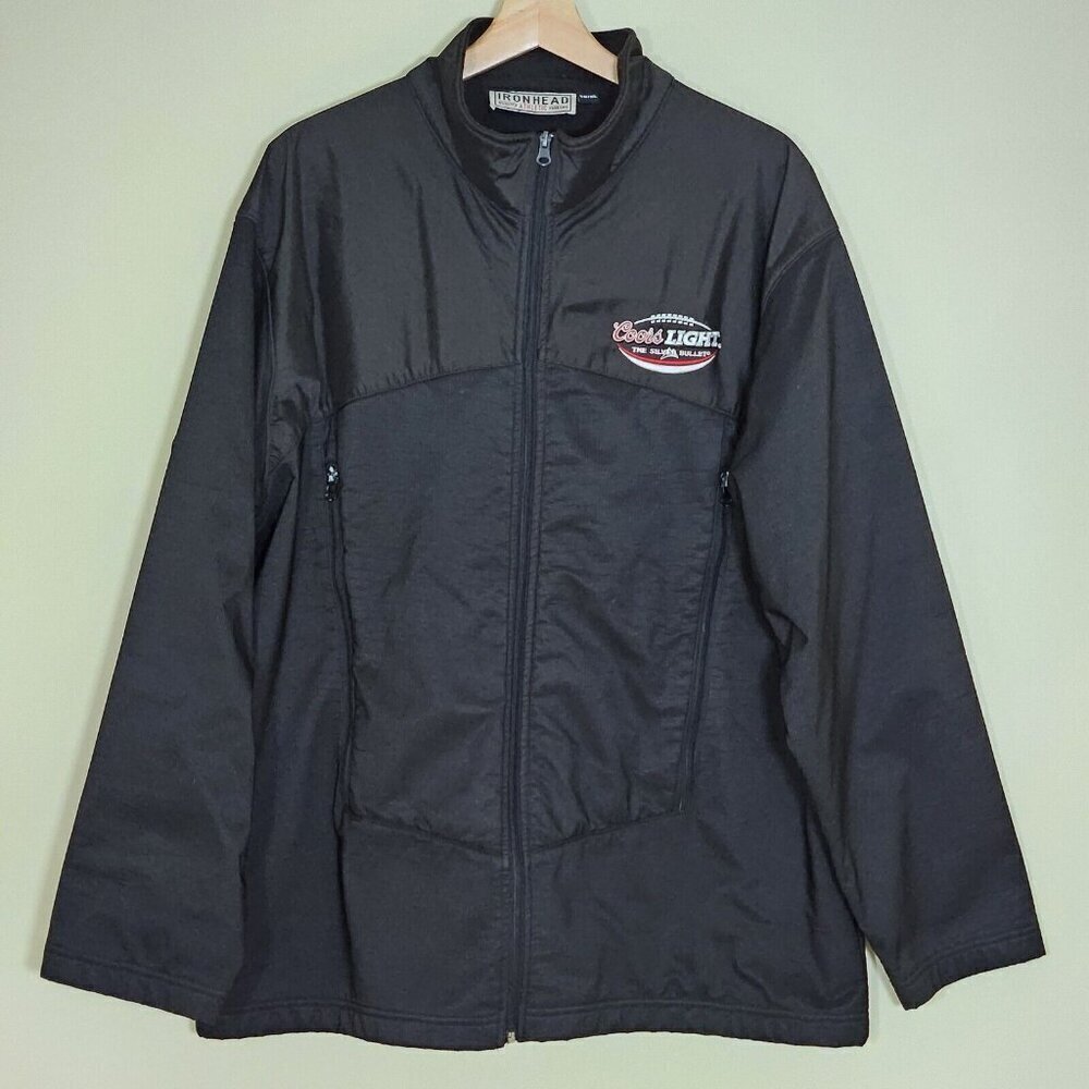 Ironhead Coors Light Silver Bullet Jacket Mens XL Black Fleece Lined Pockes VTG